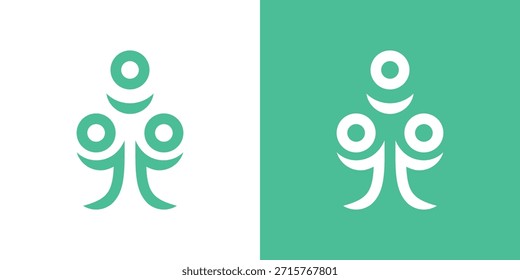 Ein Logo mit doppelter Bedeutung, das menschliche Figuren zu einem einheitlichen Symbol verbindet, das Einheit, Zusammenarbeit und gemeinsamen Zweck in einem sauberen, modernen Design darstellt