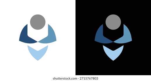 Un logotipo de doble significado que combina figuras humanas en una forma unificada, simbolizando la unidad, la colaboración y la fuerte conexión humana en un diseño moderno y limpio