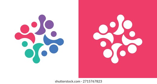 A dual-meaning logo combining human figures into a single unified shape, symbolizing togetherness, cooperation, and collective strength in a clean, modern style