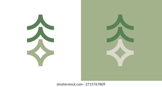 A dual-meaning logo combining a star and a pine tree, symbolizing guidance, growth, and a strong connection between nature and aspiration in a clean modern style