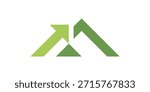 A dual-meaning logo combining a summit peak with an upward arrow, symbolizing achievement, direction, and continuous growth toward higher goals in a clean modern style
