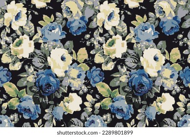 dual-tone a solid roses blooming flower with green tone leaves, all over vector design with solid background illustration digital image for textile and paper printing factory