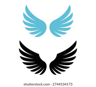 Dual-toned angelic wings vector: minimalist light and dark design