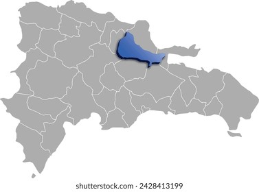 DUARTE DEPARTMENT MAP STATE OF Dominican Republic 3D ISOMETRIC MAP