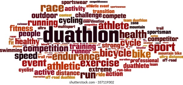 Duathlon word cloud concept. Vector illustration