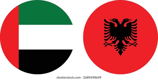 Vector de bandera circular de Dubai y Albania con fondo transparente 