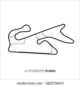 Dubai Autodrome circuit, Dubai. Motorsport race track vector map