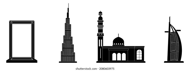 Dubai building icon set, Dubai building vector set sign symbol