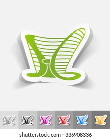 dubai building paper sticker with shadow. Vector illustration