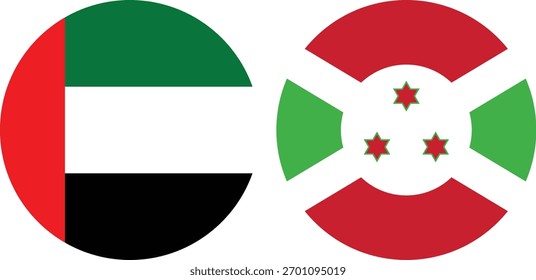Dubai und Burundi kreisförmige Fahne Vektor und transparenter Hintergrund 