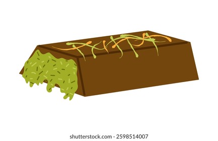 Dubai chocolate bar with creamy pistachio filling and crispy kataifa dough.