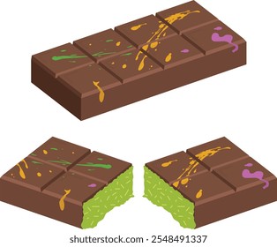 Dubai Chocolate Illustration - Whole and Half