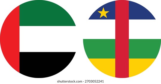 Bandera circular de Dubái y bandera circular de la República Centroafricana Vector e ilustración con fondo transparente 