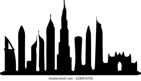 Dubai city background silhouette skyline vector
