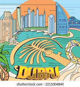 Dubai City Landmark Vector Illustration