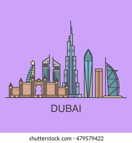 Dubai Skyline Monochrome Silhouette Vector Illustration Stock Vector ...