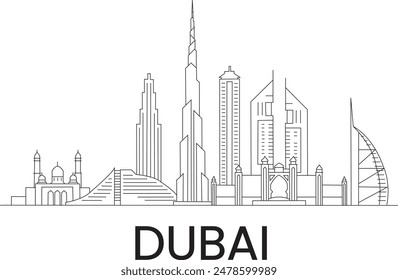 Línea de la ciudad de Dubai dibuja Vector gratis