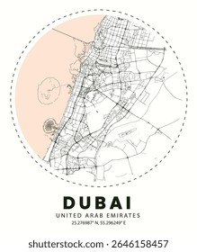 Dubai City Map Vetor - Design de Layout Urbano Moderno, ideal para projetos de design, impressões, cartazes e uso digital. Arquivo EPS totalmente editável. Nenhum conteúdo gerado por IA.