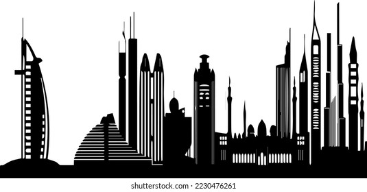 Dubai city silhouette skyline vector