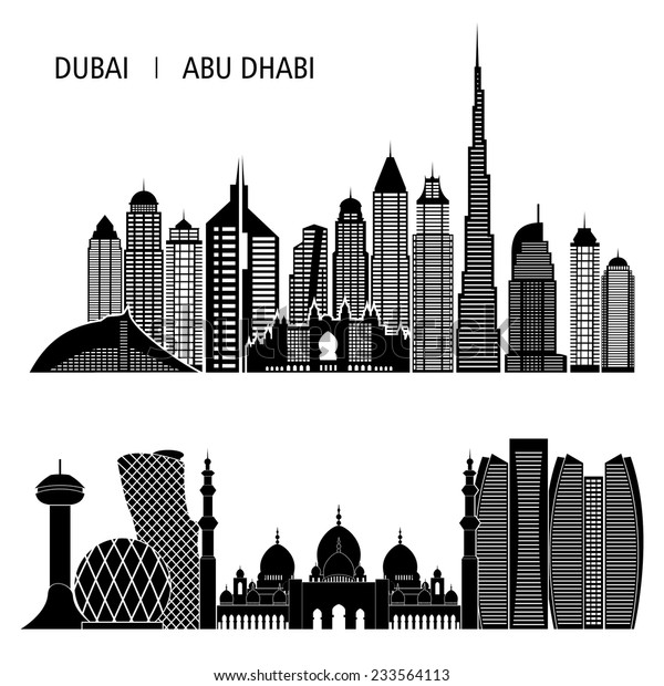 Dubai City Skyline Detailed Silhouette Vector Stock Vector (Royalty ...