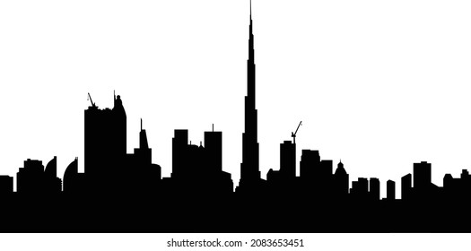 Dubai City Skyline Silhouette High Resolution Stock Vector (Royalty ...