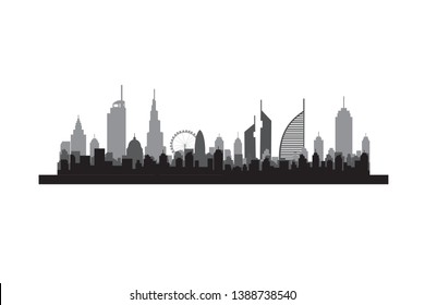 dubai city skyline  silhouette. Vector illustration