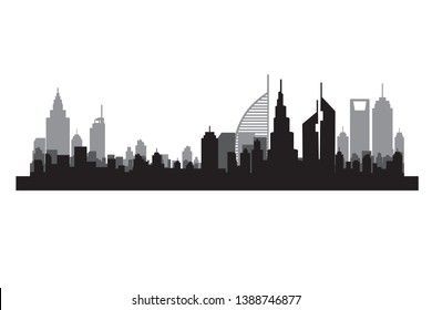 dubai city skyline  silhouette. Vector illustration