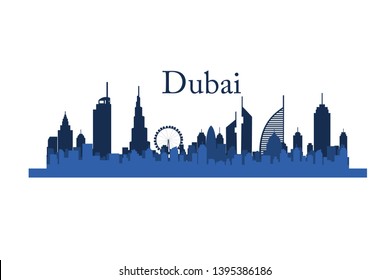 Dubai City Skyline Silhouette Vector Illustration Stock Vector (Royalty ...