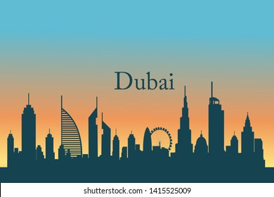 dubai city skyline  silhouette. Vector illustration