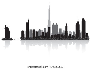 Dubai city skyline silhouette vector illustration 