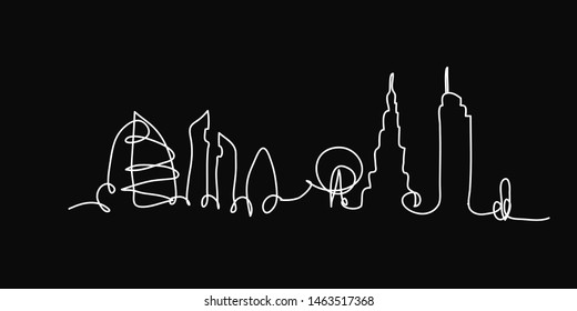 dubai city skyline  silhouette. Vector illustration