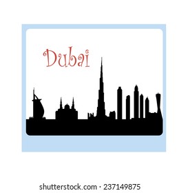 Dubai city skyline silhouette vector illustration