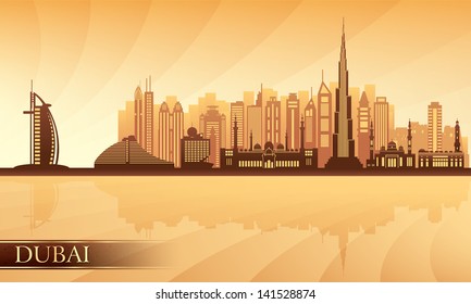 Dubai city skyline. Vector silhouette illustration