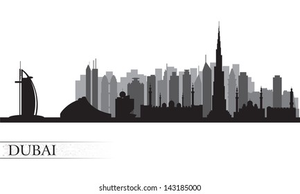 Dubai city skyline. Vector silhouette illustration