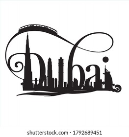 Dubai City Typografie, Vektorgrafik