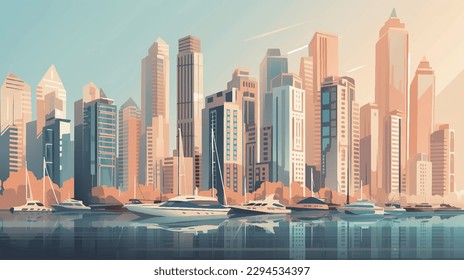 Dubai city UAE amazing futuristic cityscape skyline with luxury skyscrapers future art illustration