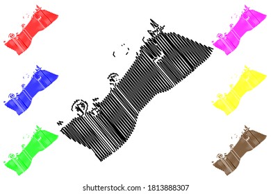 Dubai City (United Arab Emirates, UAE, Emirate of Dubai) map vector illustration, scribble sketch City of Dubai map