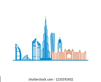 Dubai City vector. Simple flat design inspiration