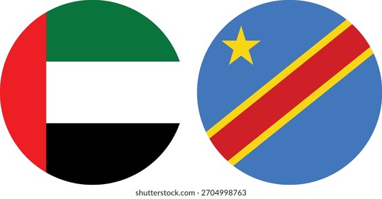 Dubai y la República Democrática del Congo Vector de bandera circular e ilustración con fondo transparente 