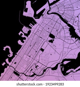 Dubai, Dubay, United Arab Emirates (UAE) - Urban vector city map with parks, rail and roads, highways, minimalist town plan design poster, city center, downtown, transit network, gradient blueprint