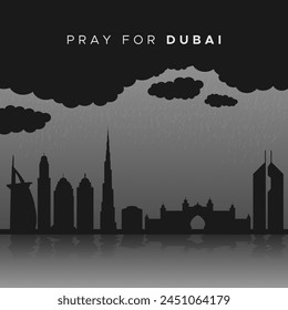 Dubai flood 2024. Vector Design of Natural Disaster Flood in Dubai. Pray For Dubai Design. EPS 10. 