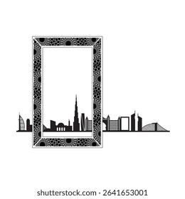 Dubai frame with city skyline vector