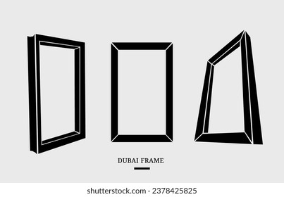 Dubai frame vector silhouette with three different angles. 