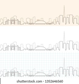 Dubai Hand Drawn Skyline