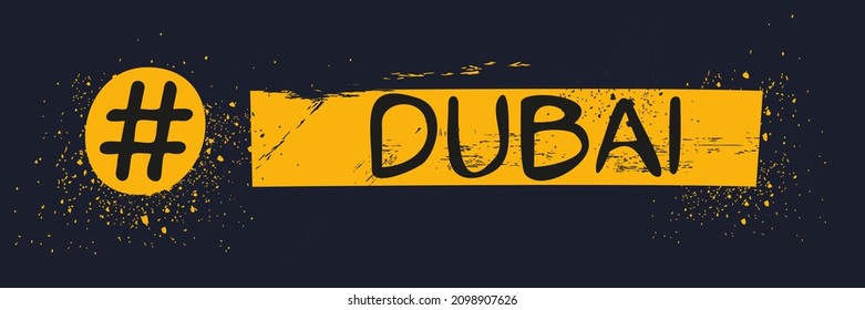 Texto de la etiqueta de Dubái, Ilustración vectorial.