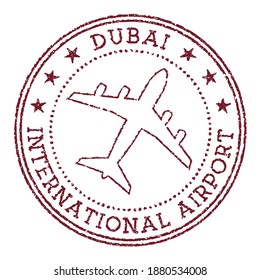 Dubai International Airport stamp. Airport of Dubai round logo. Vector illustration.