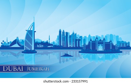 Dubai Jumeirah skyline silhouette background, vector illustration 