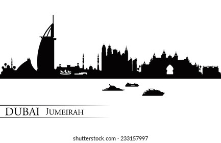 Dubai Jumeirah skyline silhouette background, vector illustration 