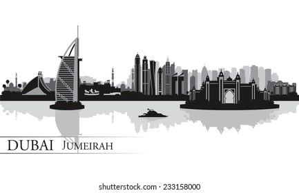 Dubai Jumeirah skyline silhouette background, vector illustration 