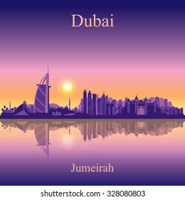Dubai Jumeirah skyline silhouette background, vector illustration